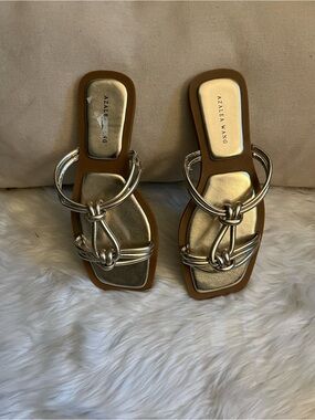 Azalea Wang Gold Knot Strap Slide Sandals